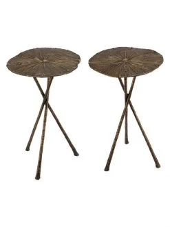 Regina Andrew 2-Piece Small Antique Brass Lotus Table Set